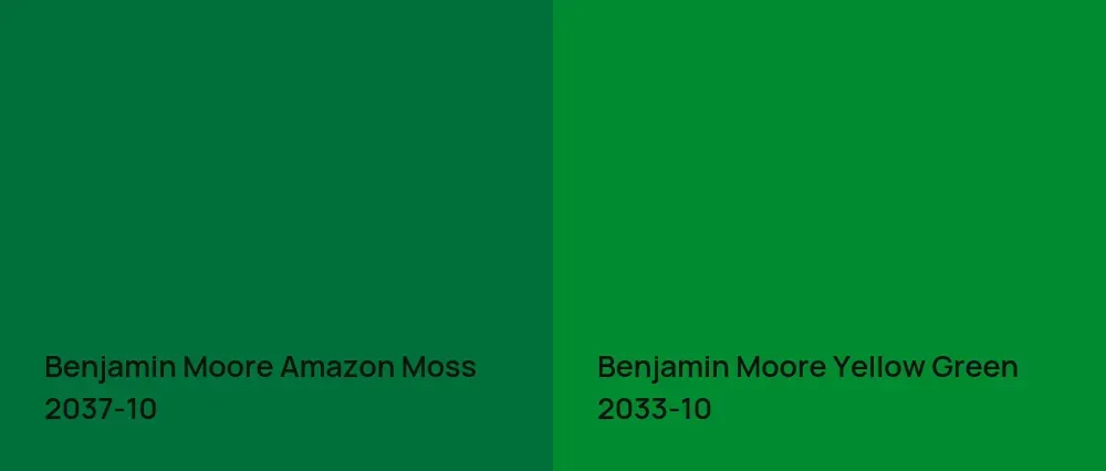 Benjamin Moore Amazon Moss 2037-10 vs Benjamin Moore Yellow Green 2033-10