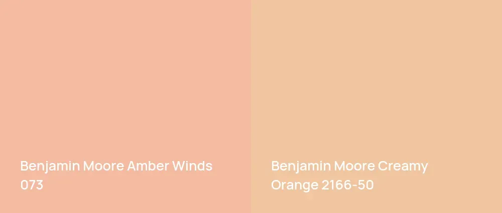 Benjamin Moore Amber Winds 073 vs Benjamin Moore Creamy Orange 2166-50