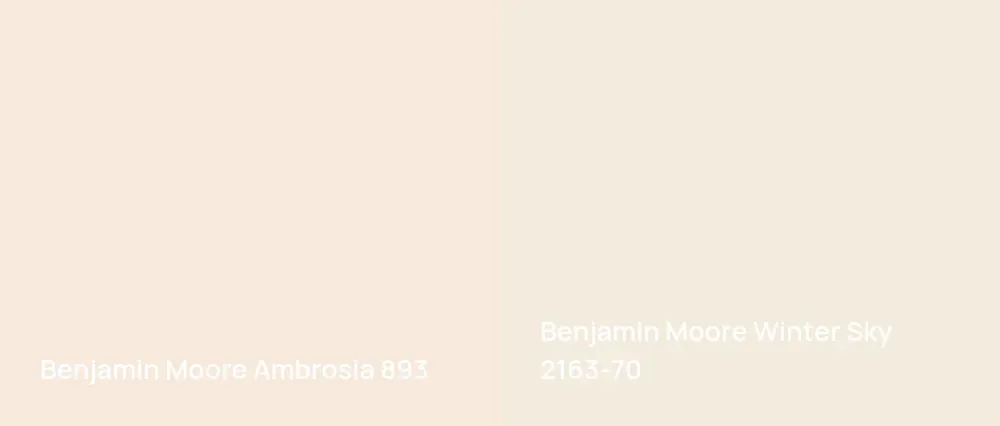 Benjamin Moore Ambrosia 893 vs Benjamin Moore Winter Sky 2163-70