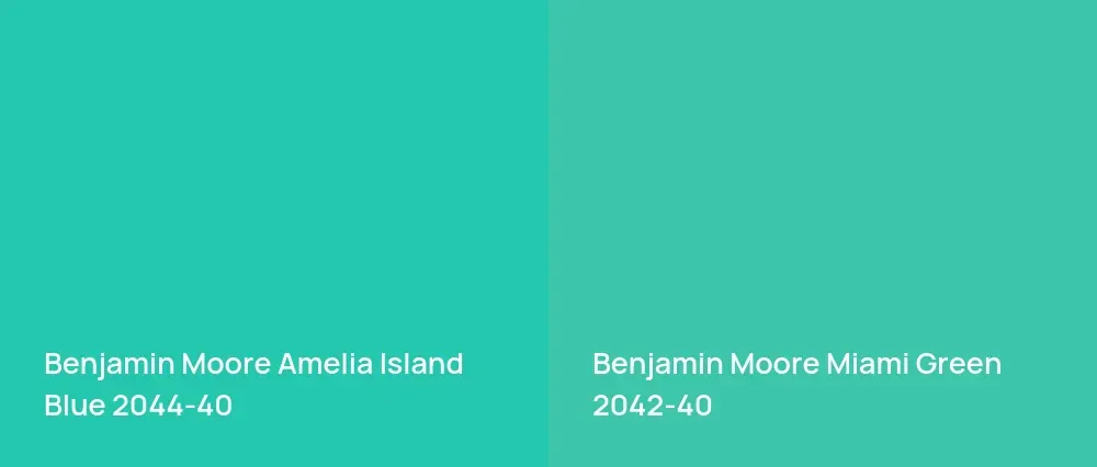 Benjamin Moore Amelia Island Blue 2044-40 vs Benjamin Moore Miami Green 2042-40