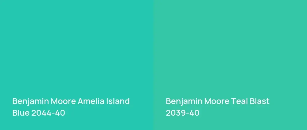 Benjamin Moore Amelia Island Blue 2044-40 vs Benjamin Moore Teal Blast 2039-40