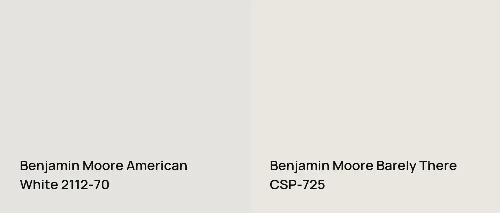Benjamin Moore American White 2112-70 vs Benjamin Moore Barely There CSP-725