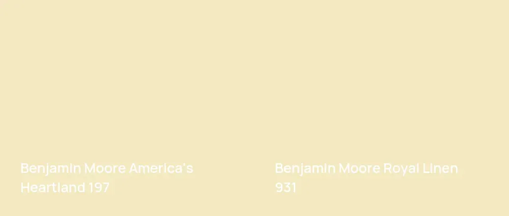 Benjamin Moore America's Heartland 197 vs Benjamin Moore Royal Linen 931