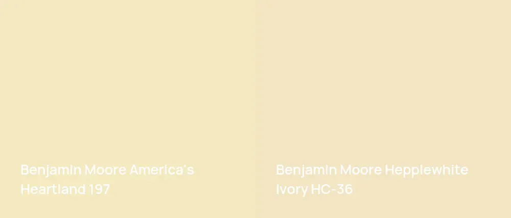 Benjamin Moore America's Heartland 197 vs Benjamin Moore Hepplewhite Ivory HC-36