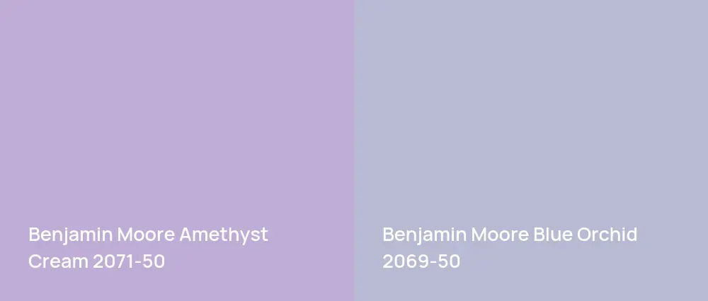 Benjamin Moore Amethyst Cream 2071-50 vs Benjamin Moore Blue Orchid 2069-50