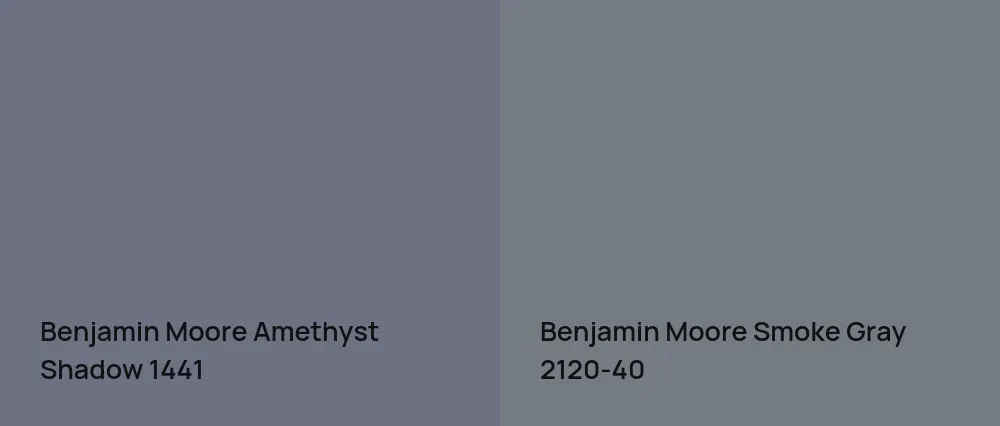 Benjamin Moore Amethyst Shadow 1441 vs Benjamin Moore Smoke Gray 2120-40