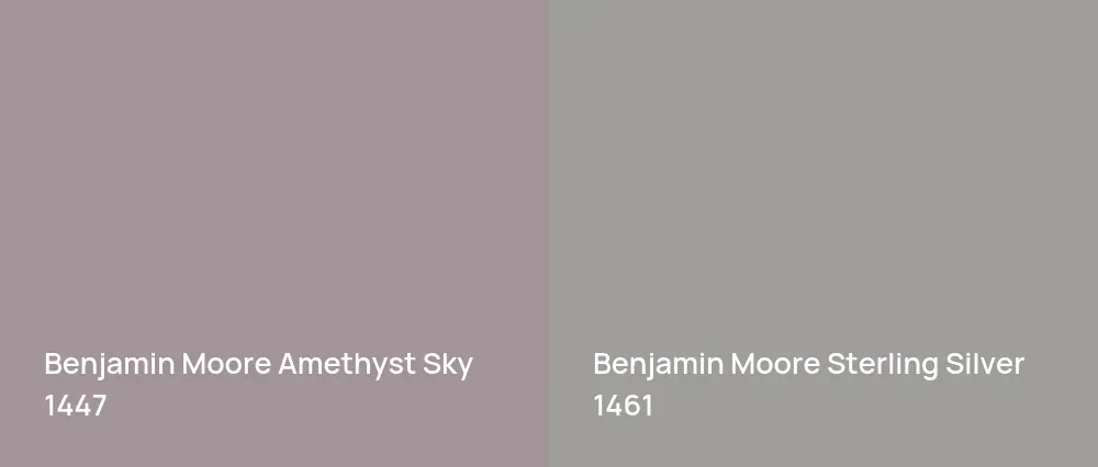 Benjamin Moore Amethyst Sky 1447 vs Benjamin Moore Sterling Silver 1461