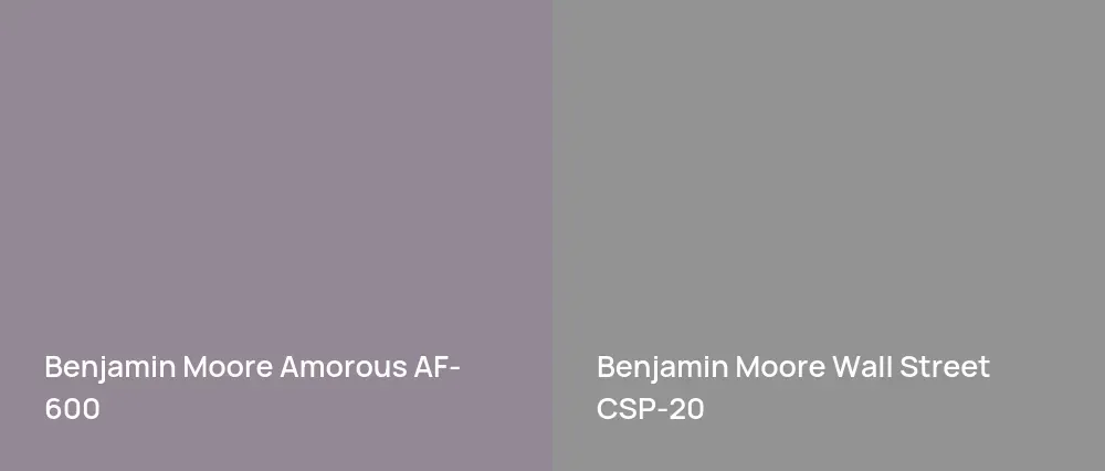 Benjamin Moore Amorous AF-600 vs Benjamin Moore Wall Street CSP-20