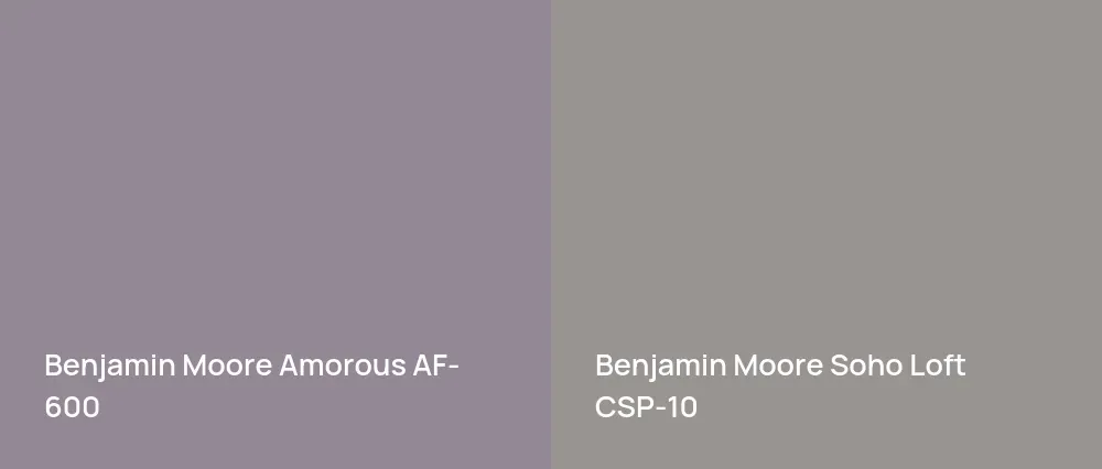 Benjamin Moore Amorous AF-600 vs Benjamin Moore Soho Loft CSP-10
