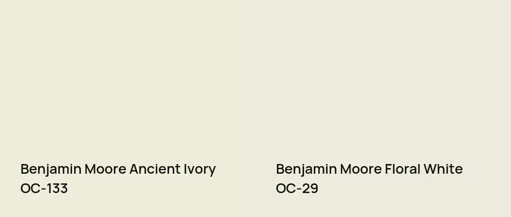 Benjamin Moore Ancient Ivory OC-133 vs Benjamin Moore Floral White OC-29