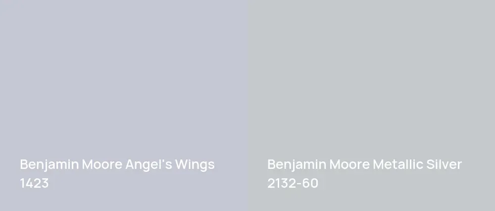 Benjamin Moore Angel's Wings 1423 vs Benjamin Moore Metallic Silver 2132-60