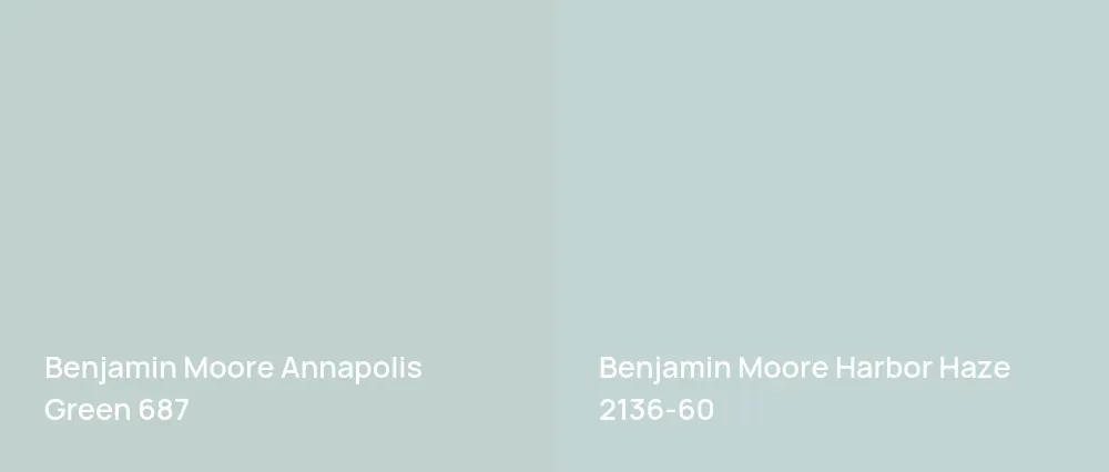 Benjamin Moore Annapolis Green 687 vs Benjamin Moore Harbor Haze 2136-60