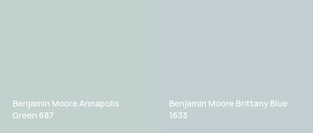 Benjamin Moore Annapolis Green 687 vs Benjamin Moore Brittany Blue 1633