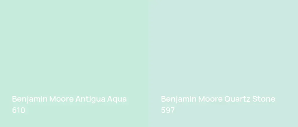 Benjamin Moore Antigua Aqua 610 vs Benjamin Moore Quartz Stone 597