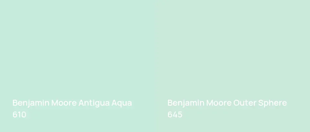 Benjamin Moore Antigua Aqua 610 vs Benjamin Moore Outer Sphere 645