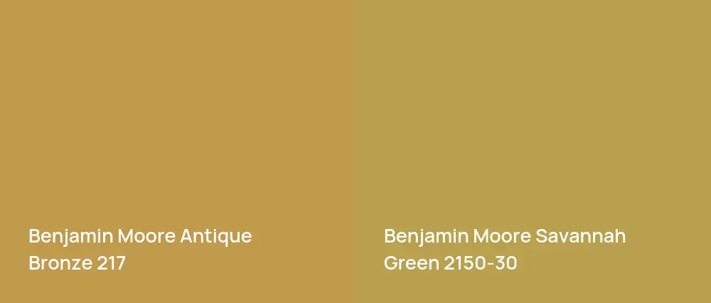 Benjamin Moore Antique Bronze 217 vs Benjamin Moore Savannah Green 2150-30