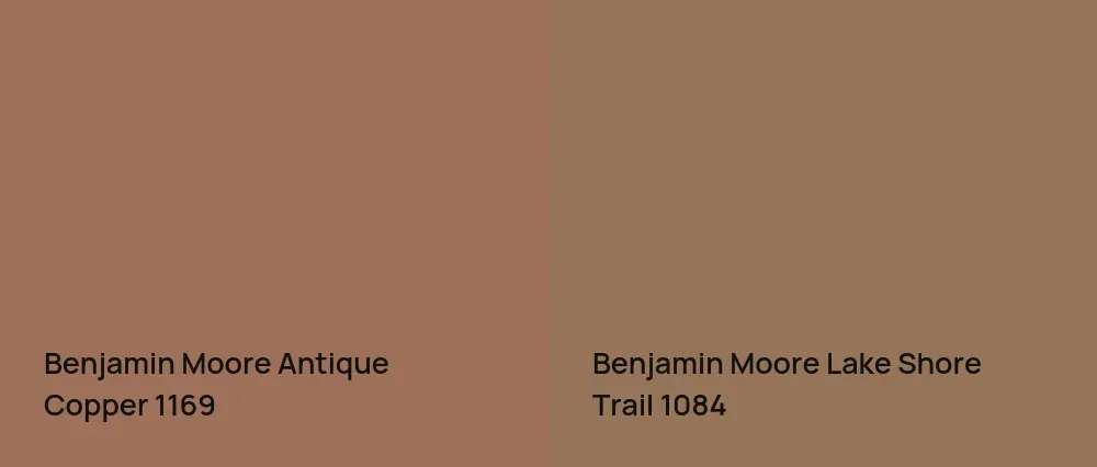 Benjamin Moore Antique Copper 1169 vs Benjamin Moore Lake Shore Trail 1084