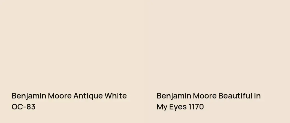 Benjamin Moore Antique White OC-83 vs Benjamin Moore Beautiful in My Eyes 1170