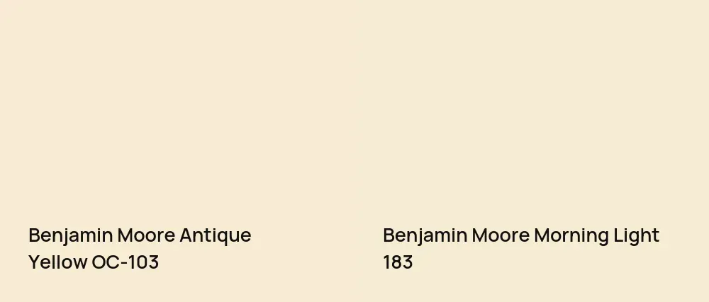 Benjamin Moore Antique Yellow OC-103 vs Benjamin Moore Morning Light 183