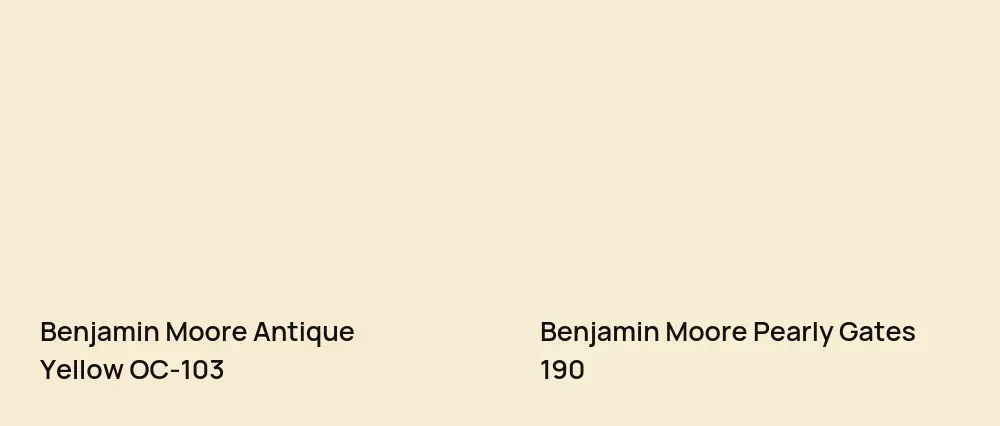 Benjamin Moore Antique Yellow OC-103 vs Benjamin Moore Pearly Gates 190
