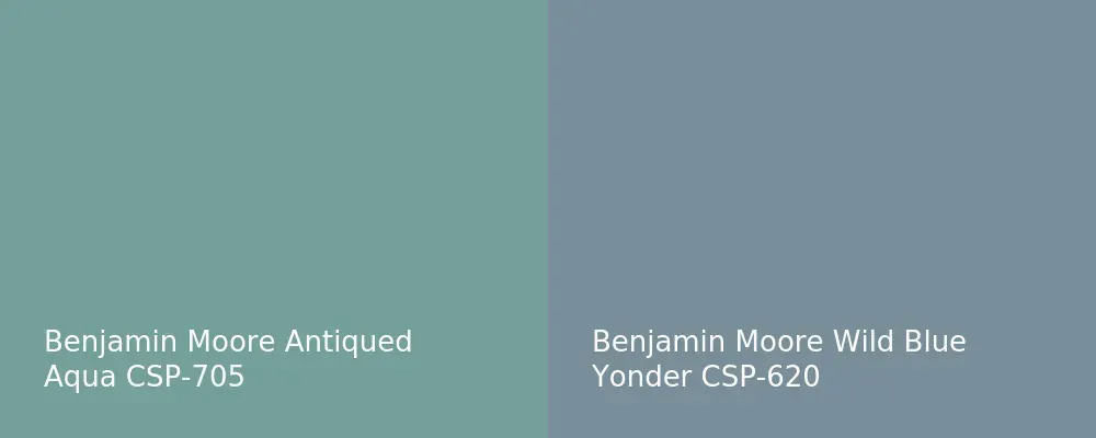 Benjamin Moore Antiqued Aqua CSP-705 vs Benjamin Moore Wild Blue Yonder CSP-620