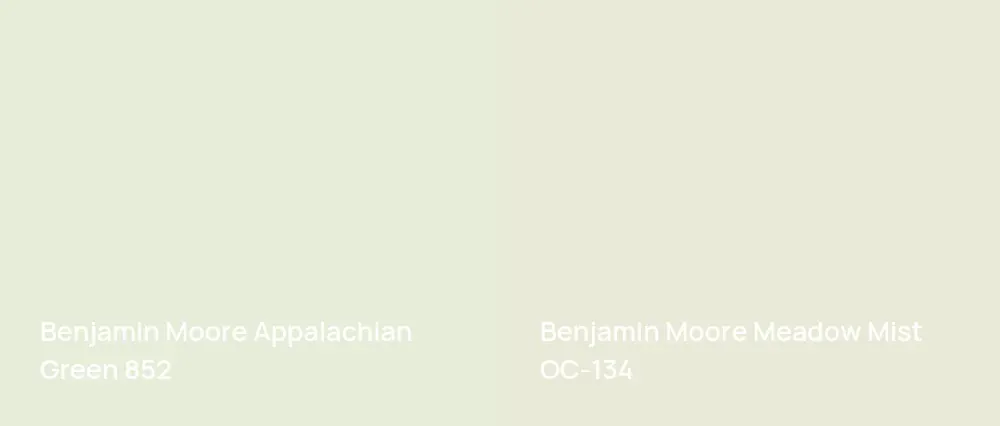 Benjamin Moore Appalachian Green 852 vs Benjamin Moore Meadow Mist OC-134