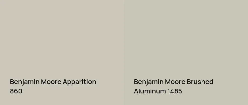 Benjamin Moore Apparition 860 vs Benjamin Moore Brushed Aluminum 1485