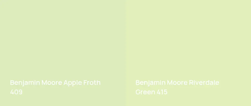 Benjamin Moore Apple Froth 409 vs Benjamin Moore Riverdale Green 415