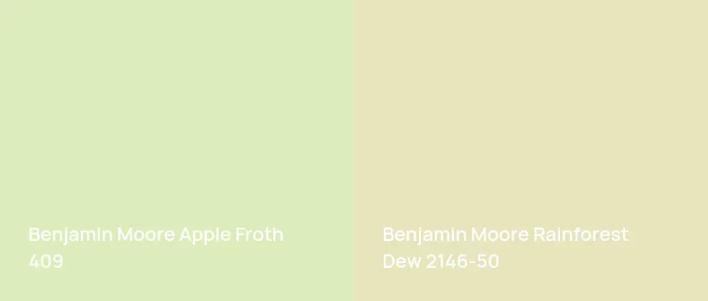 Benjamin Moore Apple Froth 409 vs Benjamin Moore Rainforest Dew 2146-50