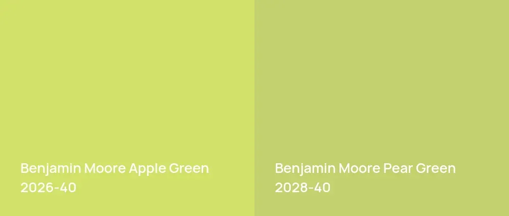 Benjamin Moore Apple Green 2026-40 vs Benjamin Moore Pear Green 2028-40