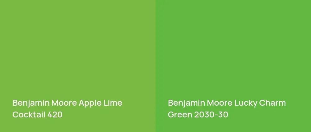 Benjamin Moore Apple Lime Cocktail 420 vs Benjamin Moore Lucky Charm Green 2030-30