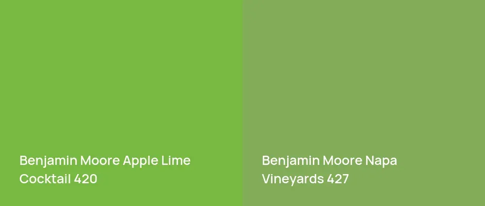 Benjamin Moore Apple Lime Cocktail 420 vs Benjamin Moore Napa Vineyards 427