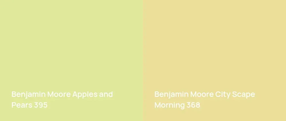 Benjamin Moore Apples and Pears 395 vs Benjamin Moore City Scape Morning 368