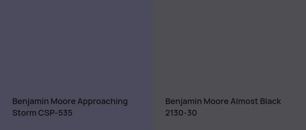 Benjamin Moore Approaching Storm CSP-535 vs Benjamin Moore Almost Black 2130-30