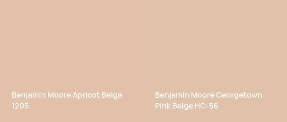 Benjamin Moore Apricot Beige 1205 vs Benjamin Moore Georgetown Pink Beige HC-56