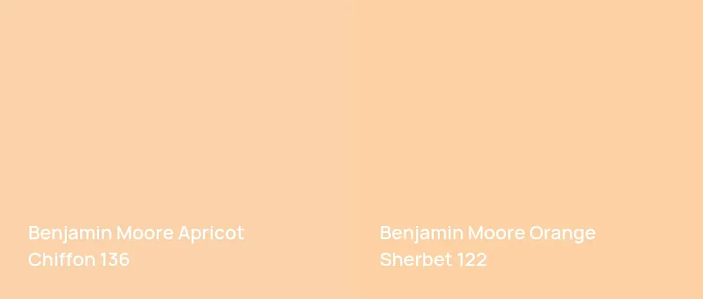 Benjamin Moore Apricot Chiffon 136 vs Benjamin Moore Orange Sherbet 122