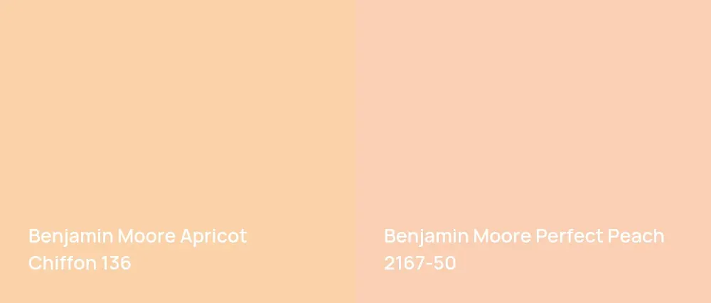 Benjamin Moore Apricot Chiffon 136 vs Benjamin Moore Perfect Peach 2167-50