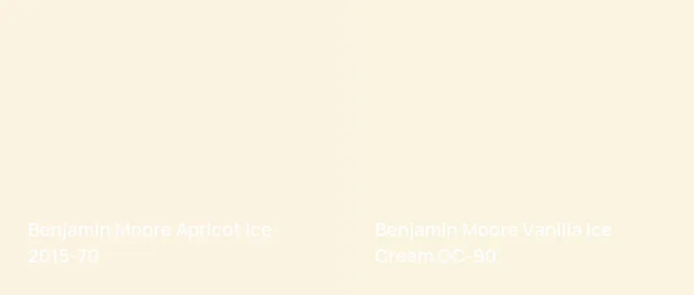 Benjamin Moore Apricot Ice 2015-70 vs Benjamin Moore Vanilla Ice Cream OC-90