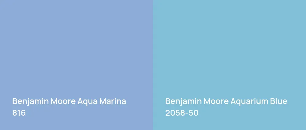 Benjamin Moore Aqua Marina 816 vs Benjamin Moore Aquarium Blue 2058-50
