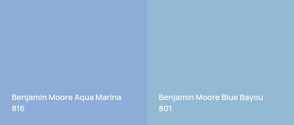 Benjamin Moore Aqua Marina 816 vs Benjamin Moore Blue Bayou 801