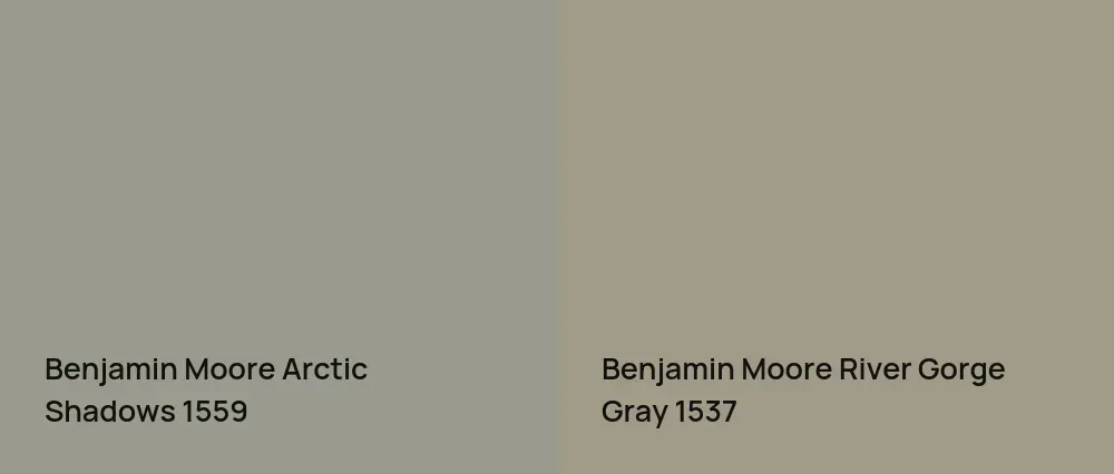 Benjamin Moore Arctic Shadows 1559 vs Benjamin Moore River Gorge Gray 1537