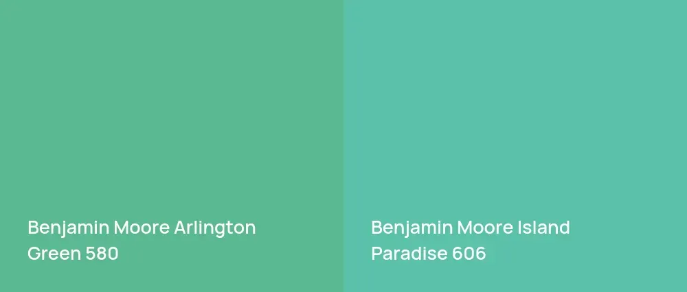 Benjamin Moore Arlington Green 580 vs Benjamin Moore Island Paradise 606