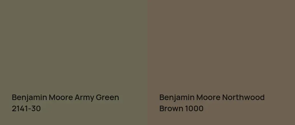 Benjamin Moore Army Green 2141-30 vs Benjamin Moore Northwood Brown 1000