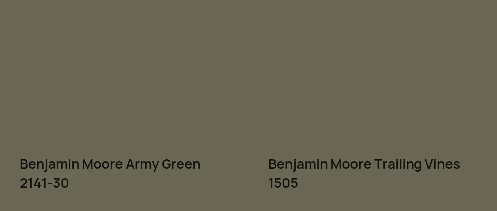 Benjamin Moore Army Green 2141-30 vs Benjamin Moore Trailing Vines 1505