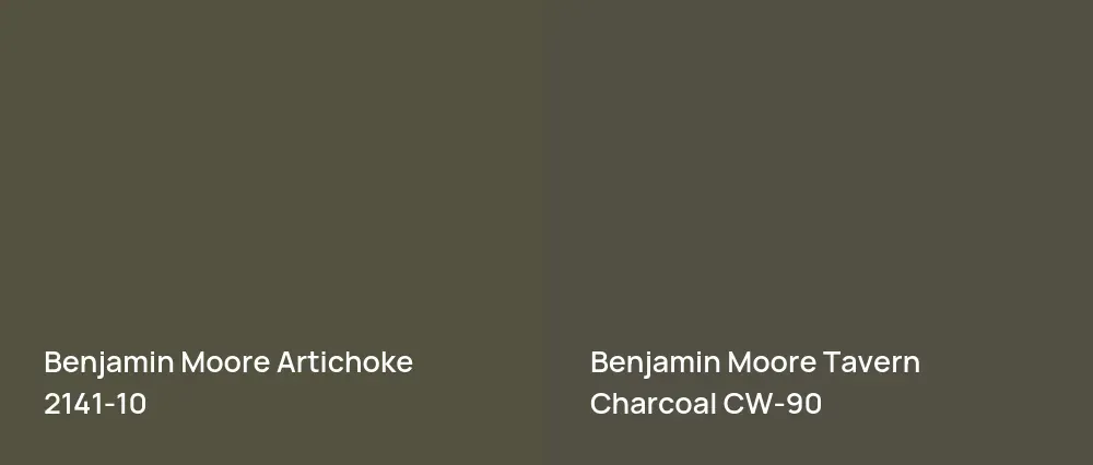Benjamin Moore Artichoke 2141-10 vs Benjamin Moore Tavern Charcoal CW-90