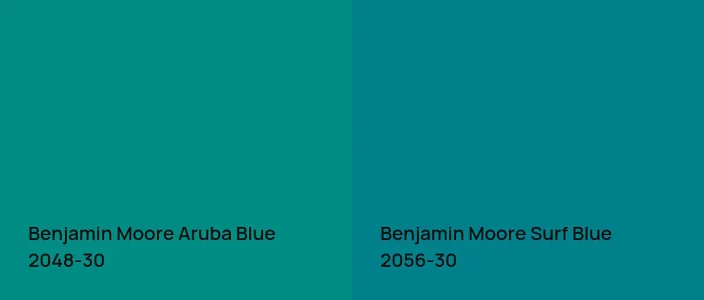 Benjamin Moore Aruba Blue 2048-30 vs Benjamin Moore Surf Blue 2056-30