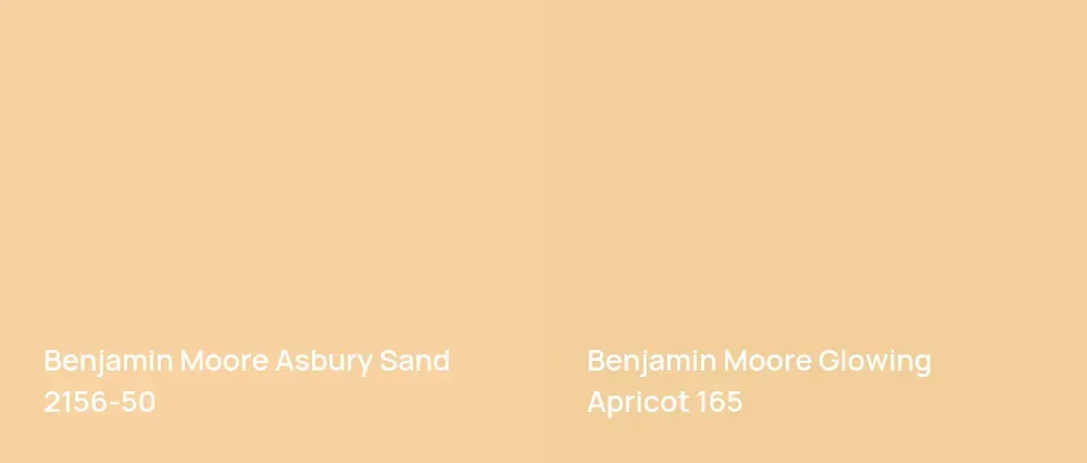 Benjamin Moore Asbury Sand 2156-50 vs Benjamin Moore Glowing Apricot 165