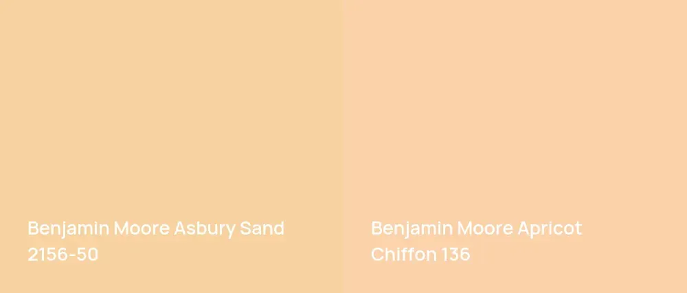 Benjamin Moore Asbury Sand 2156-50 vs Benjamin Moore Apricot Chiffon 136
