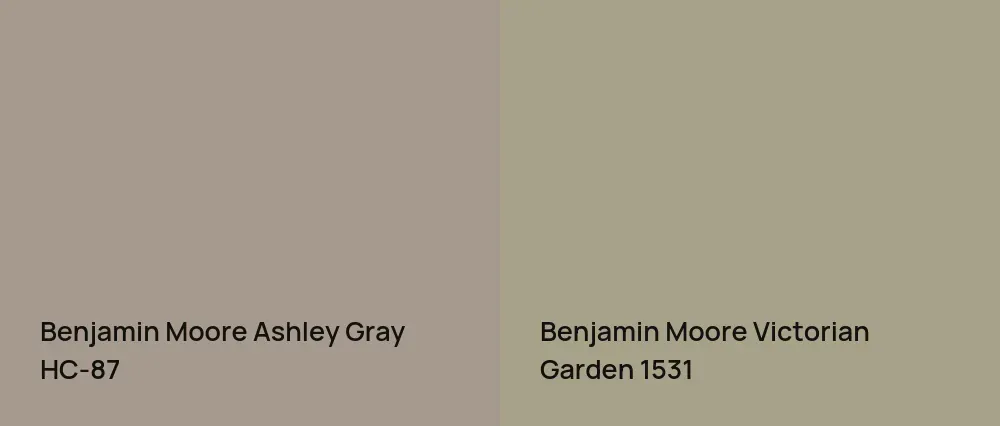 Benjamin Moore Ashley Gray HC-87 vs Benjamin Moore Victorian Garden 1531
