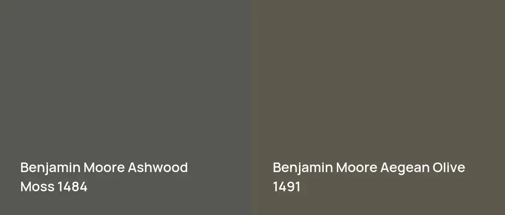Benjamin Moore Ashwood Moss 1484 vs Benjamin Moore Aegean Olive 1491